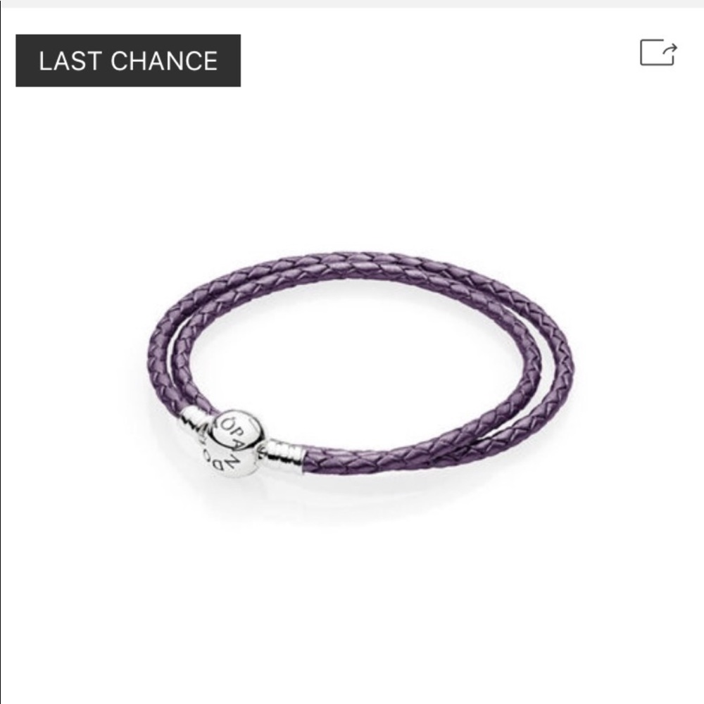 Pandora purple braided leather charm bracelet